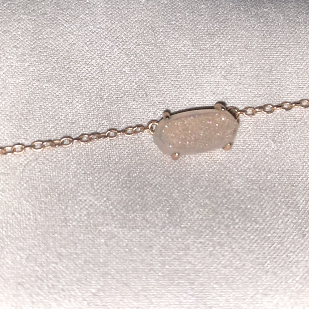 Kendra Scott Rose Gold Necklace - Pink Sparkle Stone